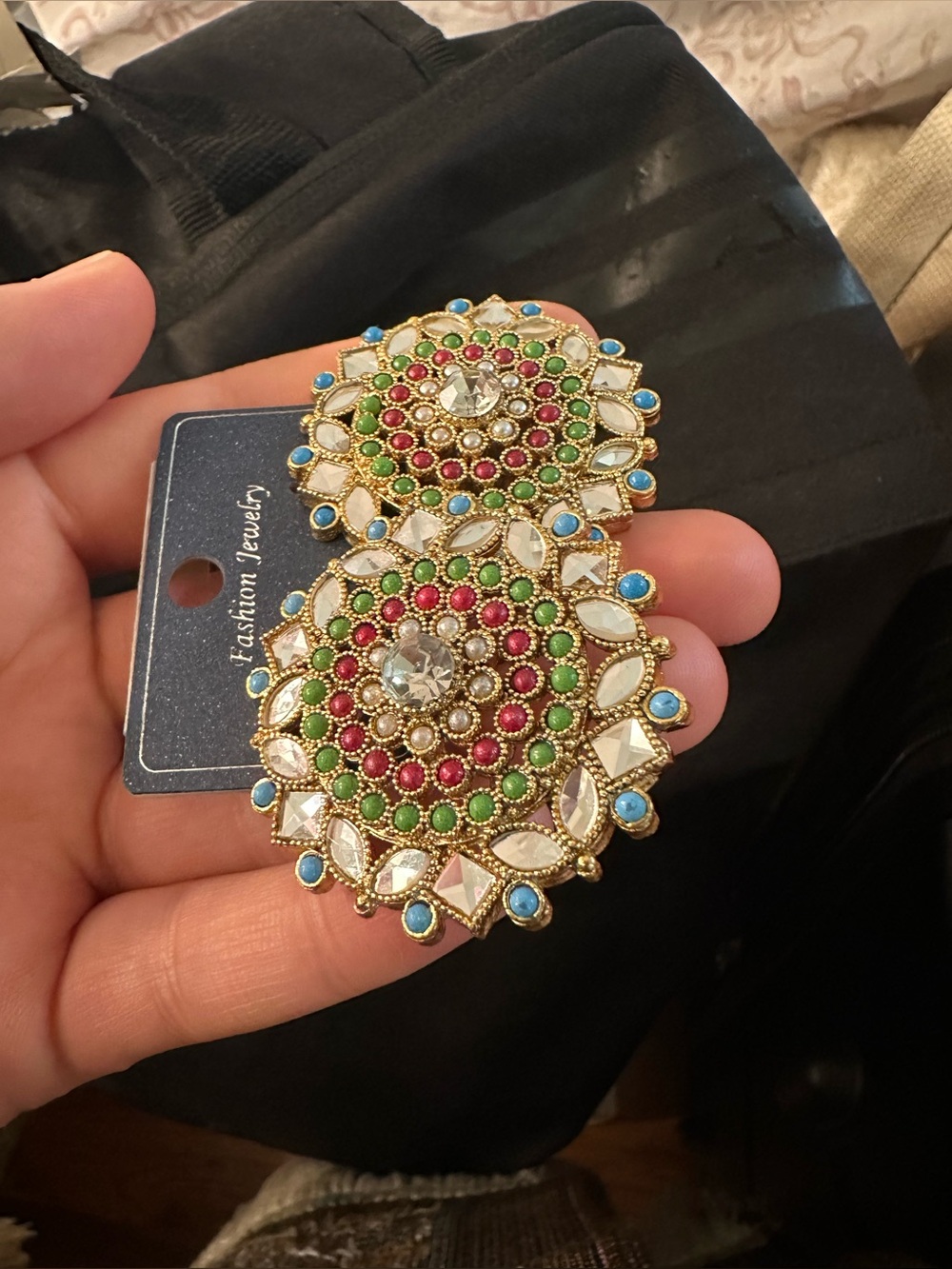 Fashion Jewelry Multicolor Floral Brooch with Red, Green, Blue and Gold Accents